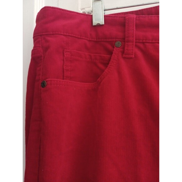 Talbots red corduroy pants 16Petite high rise straight 5-pocket Christmas classi - Picture 3 of 12
